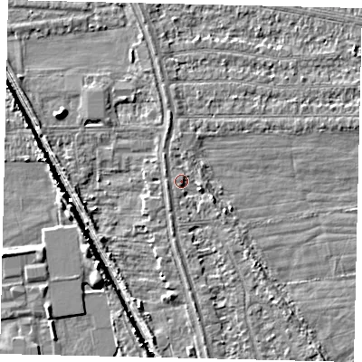 Shaded relief map of the ground around HU67EX, computed from Environment Agency LiDAR. The ground here sits at about 2 m above sea level and falls 5 m across the surrounding 800 m. Surface water reaching this point runs off ground lying to the north-north-west, 1.6 m higher.