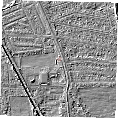 Shaded relief map of the ground around HU67HS, computed from Environment Agency LiDAR. The ground here sits at about 3 m above sea level and falls 6 m across the surrounding 800 m. Surface water reaching this point runs off ground lying to the north-north-east, 0.6 m higher.