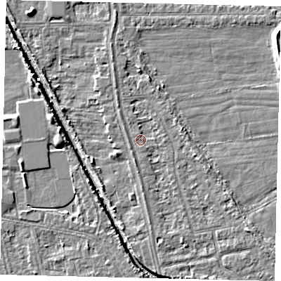 Shaded relief map of the ground around HU67JG, computed from Environment Agency LiDAR. The ground here sits at about 2 m above sea level and falls 5 m across the surrounding 800 m. Surface water reaching this point runs off ground lying to the south-south-west, 1.4 m higher.