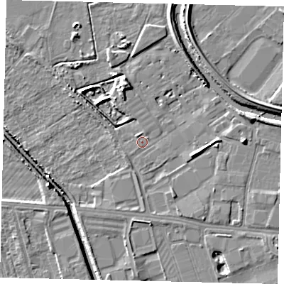 Shaded relief map of the ground around HU67PH, computed from Environment Agency LiDAR. The ground here sits at about 3 m above sea level and falls 6 m across the surrounding 800 m. Surface water reaching this point runs off ground lying to the north-north-west, 0.8 m higher.