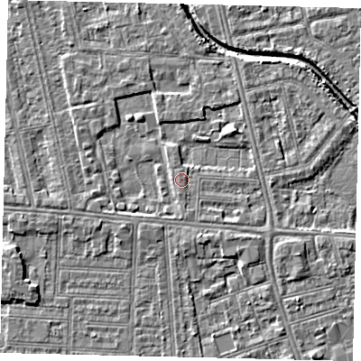 Shaded relief map of the ground around HU67RW, computed from Environment Agency LiDAR. The ground here sits at about 3 m above sea level and falls 4 m across the surrounding 800 m. Surface water reaching this point runs off ground lying to the south, 0.7 m higher.