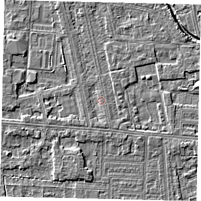 Shaded relief map of the ground around HU67SE, computed from Environment Agency LiDAR. The ground here sits at about 2 m above sea level and falls 4 m across the surrounding 800 m. Surface water reaching this point runs off ground lying to the south, 1.3 m higher.
