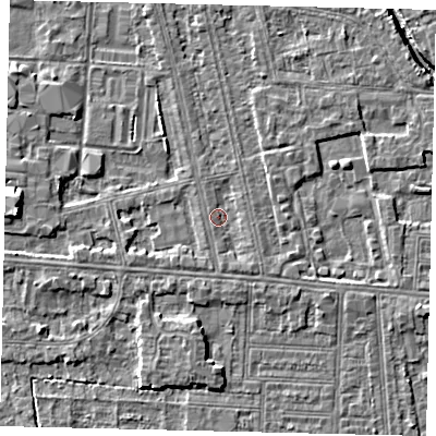 Shaded relief map of the ground around HU67SN, computed from Environment Agency LiDAR. The ground here sits at about 2 m above sea level and falls 6 m across the surrounding 800 m. Surface water reaching this point runs off ground lying to the south-south-east, 1.4 m higher.