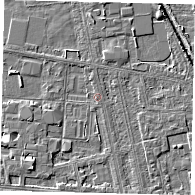 Shaded relief map of the ground around HU67SS, computed from Environment Agency LiDAR. The ground here sits at about 2 m above sea level and falls 6 m across the surrounding 800 m. Surface water reaching this point runs off ground lying to the south-south-east, 1.5 m higher.