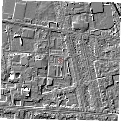 Shaded relief map of the ground around HU67TQ, computed from Environment Agency LiDAR. The ground here sits at about 2 m above sea level and falls 6 m across the surrounding 800 m. Surface water reaching this point runs off ground lying to the south-south-west, 0.7 m higher.