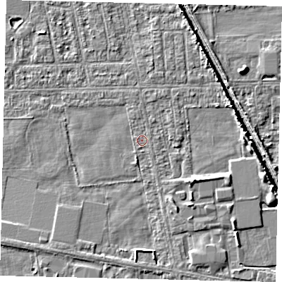 Shaded relief map of the ground around HU67TX, computed from Environment Agency LiDAR. The ground here sits at about 2 m above sea level and falls 5 m across the surrounding 800 m. The ground contributing surface water to this point lies to the south.