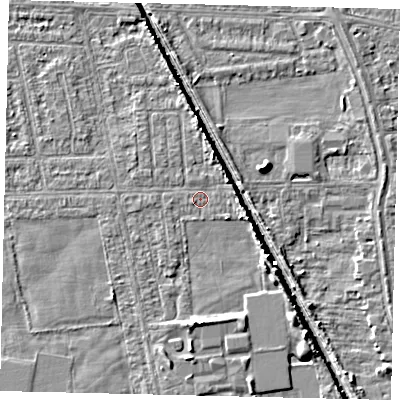 Shaded relief map of the ground around HU67UJ, computed from Environment Agency LiDAR. The ground here sits at about 2 m above sea level and falls 5 m across the surrounding 800 m. Surface water reaching this point runs off ground lying to the east-north-east, 1.5 m higher.