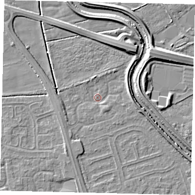 Shaded relief map of the ground around HU67YD, computed from Environment Agency LiDAR. The ground here sits at about 1 m above sea level and falls 7 m across the surrounding 800 m. Surface water reaching this point runs off ground lying to the east-north-east, 3.7 m higher.