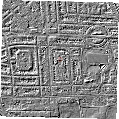 Shaded relief map of the ground around HU68BQ, computed from Environment Agency LiDAR. The ground here sits at about 2 m above sea level and falls 3 m across the surrounding 800 m. Surface water reaching this point runs off ground lying to the south-west, 0.7 m higher.