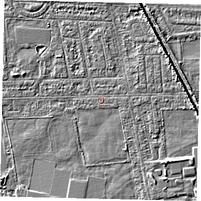 Shaded relief map of the ground around HU68DT, computed from Environment Agency LiDAR. The ground here sits at about 2 m above sea level and falls 6 m across the surrounding 800 m. The ground contributing surface water to this point lies to the east.