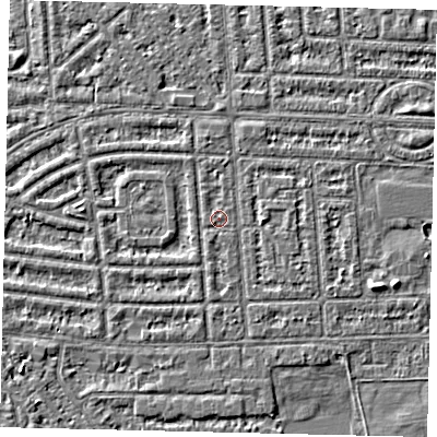 Shaded relief map of the ground around HU68EP, computed from Environment Agency LiDAR. The ground here sits at about 2 m above sea level and falls 3 m across the surrounding 800 m. Surface water reaching this point runs off ground lying to the south-south-west, 0.7 m higher.