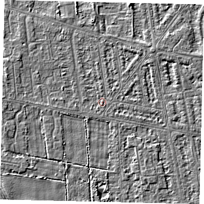 Shaded relief map of the ground around HU68SX, computed from Environment Agency LiDAR. The ground here sits at about 2 m above sea level and falls 3 m across the surrounding 800 m. Surface water reaching this point runs off ground lying to the south-west, 0.7 m higher.