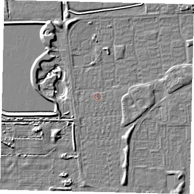 Shaded relief map of the ground around HU69AL, computed from Environment Agency LiDAR. The ground here sits at about 2 m above sea level and falls 6 m across the surrounding 800 m. Surface water reaching this point runs off ground lying to the north-west, 6.4 m higher.