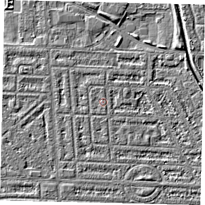 Shaded relief map of the ground around HU69JN, computed from Environment Agency LiDAR. The ground here sits at about 2 m above sea level and falls 4 m across the surrounding 800 m. Surface water reaching this point runs off ground lying to the south-south-east, 0.6 m higher.