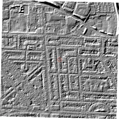 Shaded relief map of the ground around HU69LS, computed from Environment Agency LiDAR. The ground here sits at about 2 m above sea level and falls 5 m across the surrounding 800 m. Surface water reaching this point runs off ground lying to the south-south-east, 0.7 m higher.