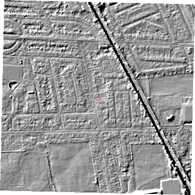 Shaded relief map of the ground around HU69PH, computed from Environment Agency LiDAR. The ground here sits at about 2 m above sea level and falls 5 m across the surrounding 800 m. Surface water reaching this point runs off ground lying to the east-north-east, 2.3 m higher.