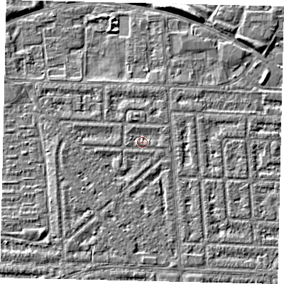 Shaded relief map of the ground around HU69QY, computed from Environment Agency LiDAR. The ground here sits at about 2 m above sea level and falls 4 m across the surrounding 800 m. Surface water reaching this point runs off ground lying to the west, 0.7 m higher.
