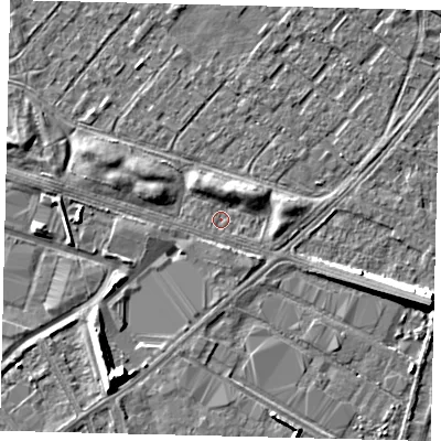Shaded relief map of the ground around HU70AS, computed from Environment Agency LiDAR. The ground here sits at about 2 m above sea level and falls 8 m across the surrounding 800 m. Surface water reaching this point runs off ground lying to the south-west, 8.2 m higher.