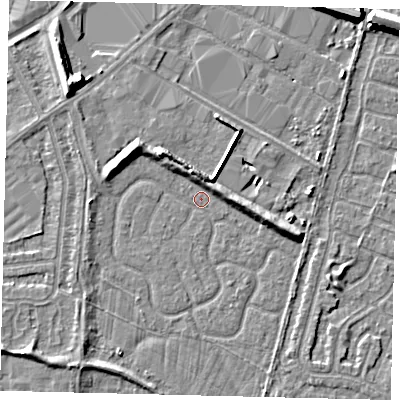 Shaded relief map of the ground around HU70EA, computed from Environment Agency LiDAR. The ground here sits at about 2 m above sea level and falls 9 m across the surrounding 800 m. Surface water reaching this point runs off ground lying to the north-west, 4.5 m higher.