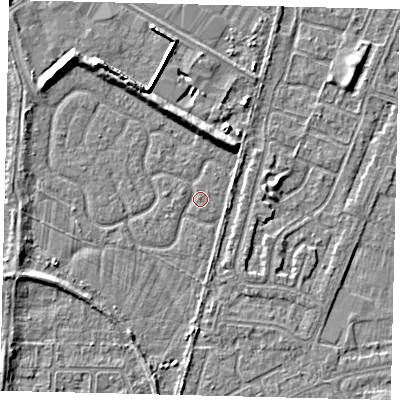 Shaded relief map of the ground around HU70EL, computed from Environment Agency LiDAR. The ground here sits at about 2 m above sea level and falls 5 m across the surrounding 800 m. Surface water reaching this point runs off ground lying to the north-west, 5.1 m higher.