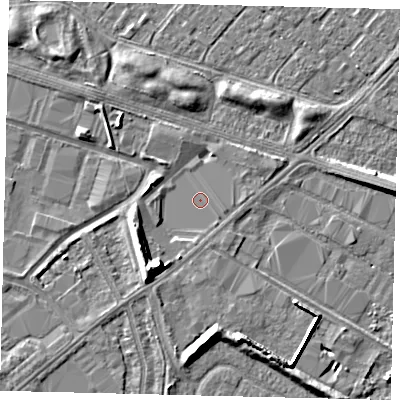 Shaded relief map of the ground around HU70XS, computed from Environment Agency LiDAR. The ground here sits at about 2 m above sea level and falls 9 m across the surrounding 800 m. Surface water reaching this point runs off ground lying to the south-west, 8.2 m higher.