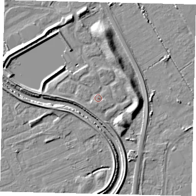 Shaded relief map of the ground around HU73BP, computed from Environment Agency LiDAR. The ground here sits at about 3 m above sea level and falls 9 m across the surrounding 800 m. Surface water reaching this point runs off ground lying to the south-west, 2.5 m higher.