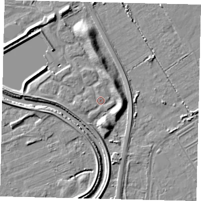 Shaded relief map of the ground around HU73BQ, computed from Environment Agency LiDAR. The ground here sits at about 3 m above sea level and falls 9 m across the surrounding 800 m. Surface water reaching this point runs off ground lying to the east, 5.9 m higher.