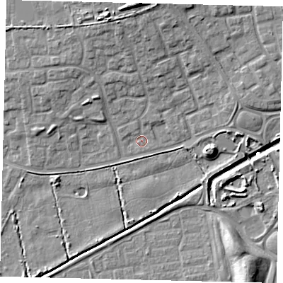 Shaded relief map of the ground around HU73EN, computed from Environment Agency LiDAR. The ground here sits at about 3 m above sea level and falls 13 m across the surrounding 800 m. Surface water reaching this point runs off ground lying to the north-north-west, 8.1 m higher.