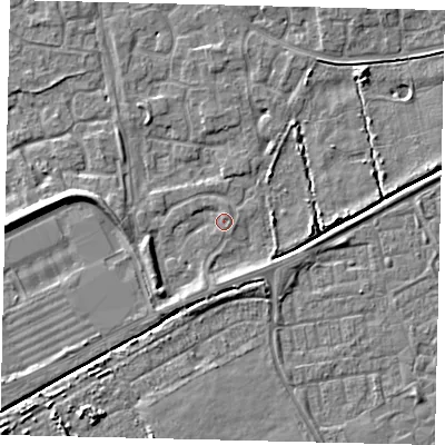 Shaded relief map of the ground around HU73ET, computed from Environment Agency LiDAR. The ground here sits at about 2 m above sea level and falls 6 m across the surrounding 800 m. Surface water reaching this point runs off ground lying to the west, 2.5 m higher.