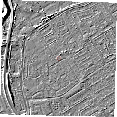 Shaded relief map of the ground around HU74AR, computed from Environment Agency LiDAR. The ground here sits at about 2 m above sea level and falls 6 m across the surrounding 800 m. Surface water reaching this point runs off ground lying to the north-north-east, 0.8 m higher.