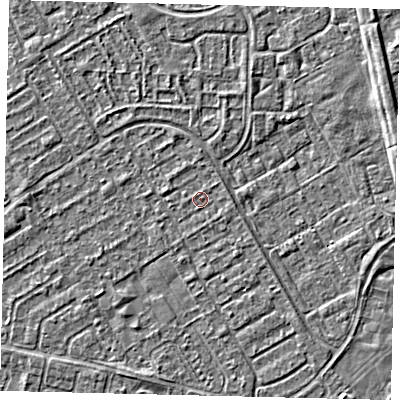 Shaded relief map of the ground around HU74BQ, computed from Environment Agency LiDAR. The ground here sits at about 2 m above sea level and falls 2 m across the surrounding 800 m. Surface water reaching this point runs off ground lying to the east, 0.5 m higher.