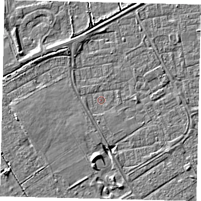 Shaded relief map of the ground around HU74EZ, computed from Environment Agency LiDAR. The ground here sits at about 1 m above sea level and falls 6 m across the surrounding 800 m. Surface water reaching this point runs off ground lying to the south-west, 0.9 m higher.