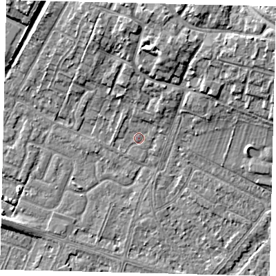 Shaded relief map of the ground around HU74FQ, computed from Environment Agency LiDAR. The ground here sits at about 2 m above sea level and falls 10 m across the surrounding 800 m. Surface water reaching this point runs off ground lying to the north-north-east, 8.1 m higher.