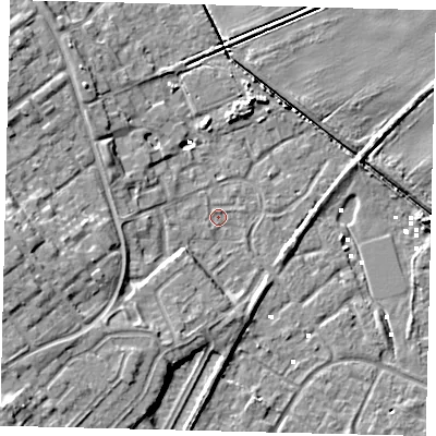 Shaded relief map of the ground around HU74SP, computed from Environment Agency LiDAR. The ground here sits at about 0 m above sea level and falls 11 m across the surrounding 800 m. Surface water reaching this point runs off ground lying to the south-west, 6.2 m higher.