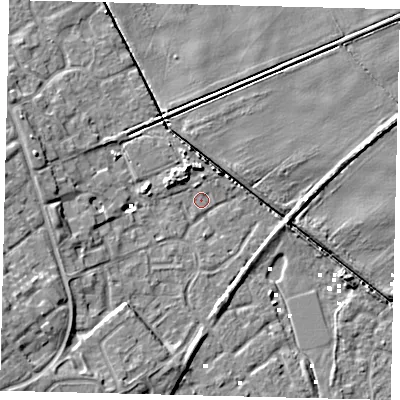 Shaded relief map of the ground around HU74SY, computed from Environment Agency LiDAR. The ground here sits at about 0 m above sea level and falls 8 m across the surrounding 800 m. Surface water reaching this point runs off ground lying to the west-south-west, 7.6 m higher.