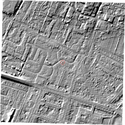 Shaded relief map of the ground around HU74UQ, computed from Environment Agency LiDAR. The ground here sits at about 2 m above sea level and falls 9 m across the surrounding 800 m. Surface water reaching this point runs off ground lying to the north-north-east, 8.0 m higher.