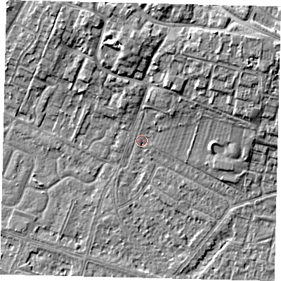 Shaded relief map of the ground around HU74UZ, computed from Environment Agency LiDAR. The ground here sits at about 3 m above sea level and falls 10 m across the surrounding 800 m. Surface water reaching this point runs off ground lying to the north-north-east, 8.0 m higher.
