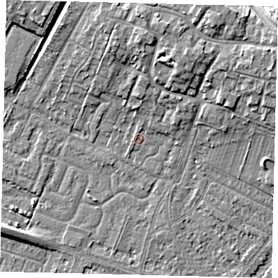 Shaded relief map of the ground around HU74XB, computed from Environment Agency LiDAR. The ground here sits at about 3 m above sea level and falls 10 m across the surrounding 800 m. Surface water reaching this point runs off ground lying to the north, 4.2 m higher.