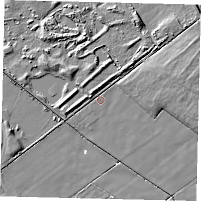 Shaded relief map of the ground around HU74YP, computed from Environment Agency LiDAR. The ground here sits at about 1 m above sea level and falls 9 m across the surrounding 800 m. Surface water reaching this point runs off ground lying to the west, 0.5 m higher.
