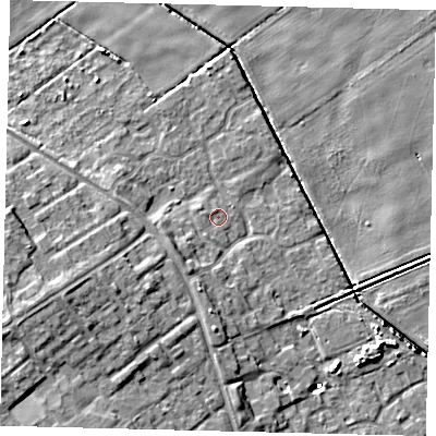 Shaded relief map of the ground around HU74ZG, computed from Environment Agency LiDAR. The ground here sits at about 1 m above sea level and falls 9 m across the surrounding 800 m. Surface water reaching this point runs off ground lying to the south-south-west, 3.4 m higher.