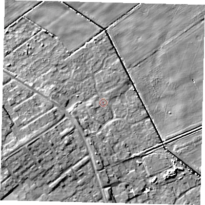 Shaded relief map of the ground around HU74ZH, computed from Environment Agency LiDAR. The ground here sits at about 1 m above sea level and falls 9 m across the surrounding 800 m. Surface water reaching this point runs off ground lying to the south-south-west, 3.4 m higher.