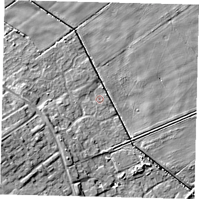 Shaded relief map of the ground around HU74ZJ, computed from Environment Agency LiDAR. The ground here sits at about 1 m above sea level and falls 9 m across the surrounding 800 m. Surface water reaching this point runs off ground lying to the south-west, 3.4 m higher.