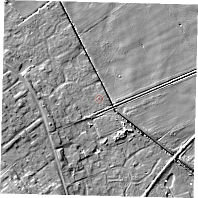 Shaded relief map of the ground around HU74ZN, computed from Environment Agency LiDAR. The ground here sits at about 1 m above sea level and falls 9 m across the surrounding 800 m. Surface water reaching this point runs off ground lying to the west-south-west, 3.9 m higher.