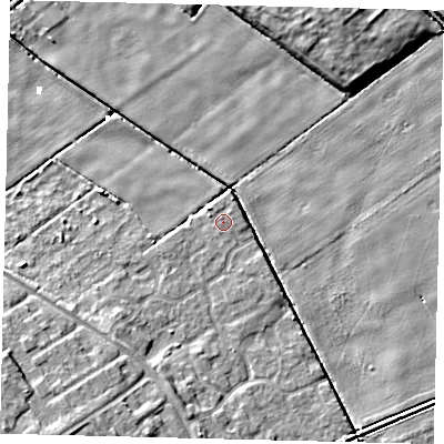 Shaded relief map of the ground around HU74ZQ, computed from Environment Agency LiDAR. The ground here sits at about 2 m above sea level and falls 9 m across the surrounding 800 m. Surface water reaching this point runs off ground lying to the north-west, 1.0 m higher.