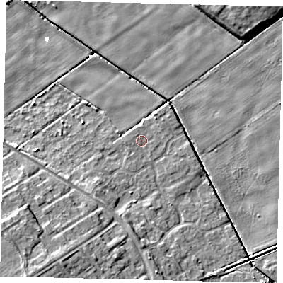 Shaded relief map of the ground around HU74ZR, computed from Environment Agency LiDAR. The ground here sits at about 1 m above sea level and falls 9 m across the surrounding 800 m. Surface water reaching this point runs off ground lying to the north, 0.7 m higher.