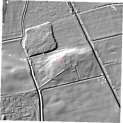 Shaded relief map of the ground around HU75YX, computed from Environment Agency LiDAR. The ground here sits at about 5 m above sea level and falls 11 m across the surrounding 800 m. Surface water reaching this point runs off ground lying to the east-south-east, 0.9 m higher.