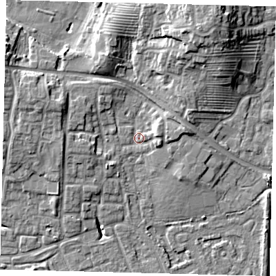 Shaded relief map of the ground around HU80AA, computed from Environment Agency LiDAR. The ground here sits at about 3 m above sea level and falls 14 m across the surrounding 800 m. Surface water reaching this point runs off ground lying to the north-north-east, 10.1 m higher.