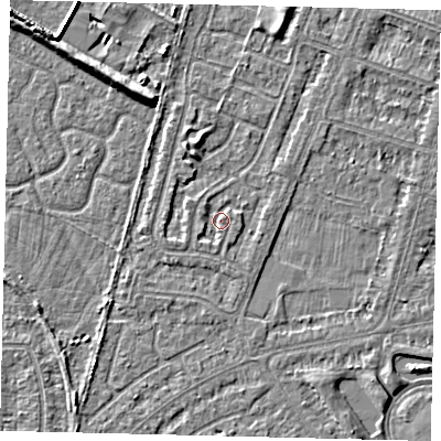Shaded relief map of the ground around HU80EU, computed from Environment Agency LiDAR. The ground here sits at about 2 m above sea level and falls 5 m across the surrounding 800 m. Surface water reaching this point runs off ground lying to the north-north-west, 1.7 m higher.