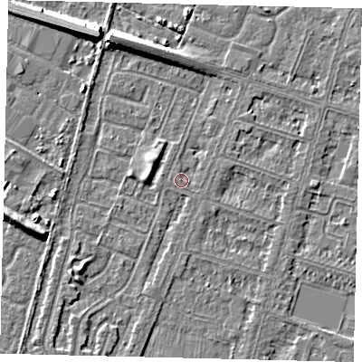 Shaded relief map of the ground around HU80HG, computed from Environment Agency LiDAR. The ground here sits at about 2 m above sea level and falls 8 m across the surrounding 800 m. Surface water reaching this point runs off ground lying to the west, 0.7 m higher.