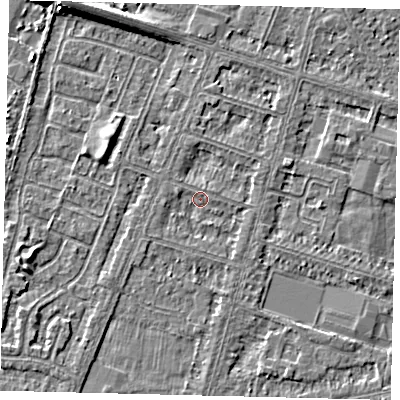 Shaded relief map of the ground around HU80HJ, computed from Environment Agency LiDAR. The ground here sits at about 2 m above sea level and falls 8 m across the surrounding 800 m. Surface water reaching this point runs off ground lying to the west-north-west, 1.2 m higher.